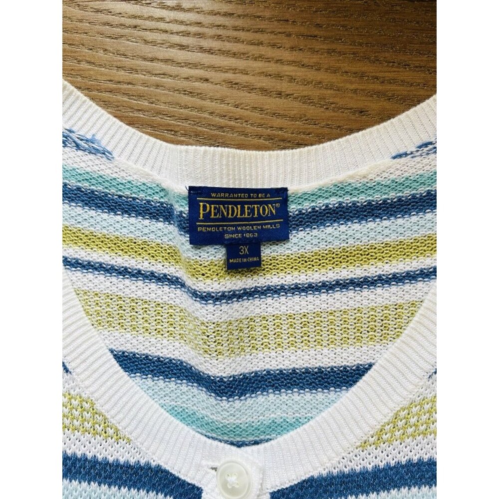 Pendleton Lightweight Cotton Rainbow Striped Card… - image 2